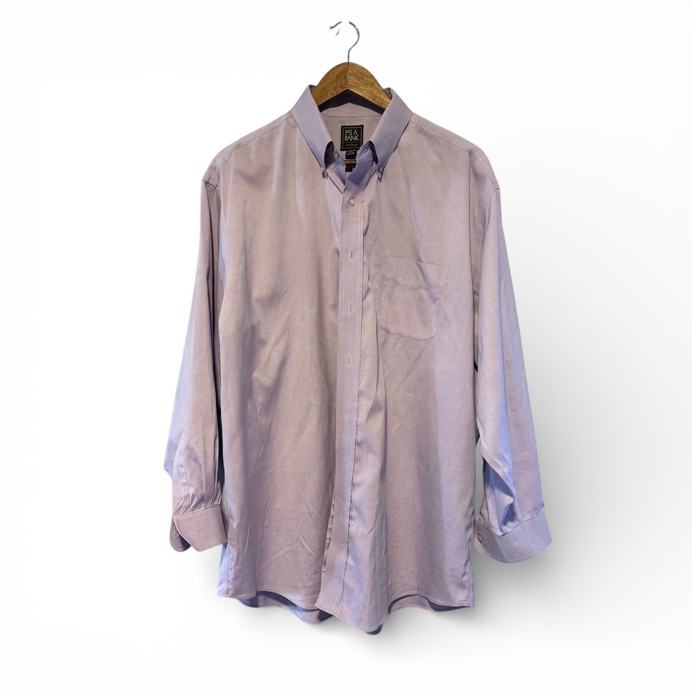Jos A Bank Mens Traveler Long Sleeve Shirt 17.5-34 Traditional Business Packable